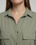 Chic Women's Overall with Folded Collar