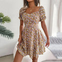 Floral Square Neck Puff Sleeve Dress