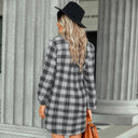 Chic Checked Shirt Dress with Belt and Button Accents