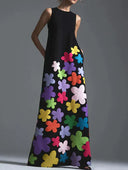 Chic Floral Dress with Round Neckline