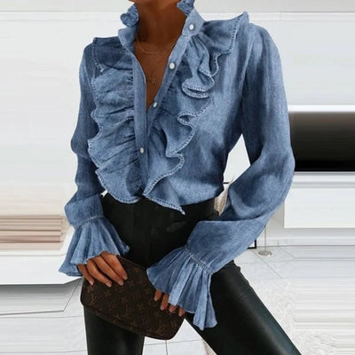 Long Sleeve Ruffled Blouse for Stylish Occasions