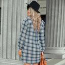 Chic Checked Shirt Dress with Belt and Button Accents