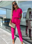 Chic Short Sleeve Belted Overall