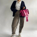 Chic Leopard Print Denim Trousers