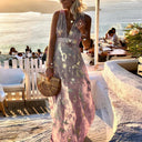 Sequin-Embellished V-Neck Flowing Dress