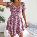 Floral Square Neck Puff Sleeve Dress