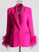 Chic Long Sleeve Diamond Patchwork Blazer