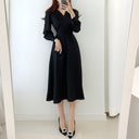 Chic A-Line Dress with Puff Sleeves