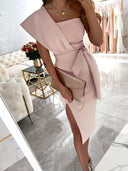Chic One-Shoulder Evening Dress with Slit