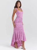 Ruched Corset Dress with Deep Hem Design