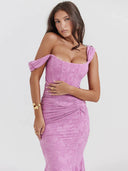 Ruched Corset Dress with Deep Hem Design
