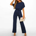 Beige Jumpsuit with Stylish Belt Detail