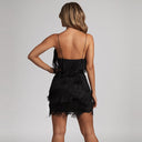 Fringe Mini Dress with Deep V-Neck for Parties & Clubs