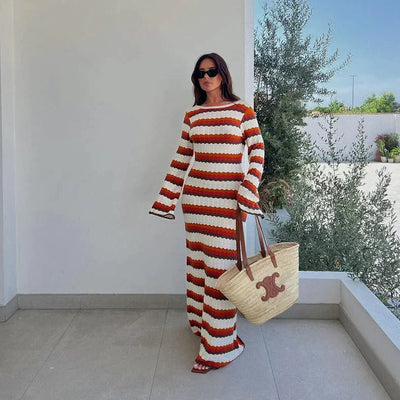 Chic Striped Knit Maxi Dress for All Occasions