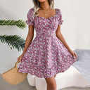 Floral Square Neck Puff Sleeve Dress