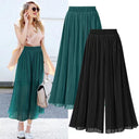 Chic Women's Wide Leg Pants with Mesh Accents