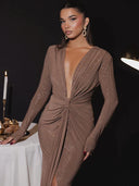 Glitter V-Neck Maxi Dress for Stunning Style