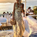 Sequin-Embellished V-Neck Flowing Dress