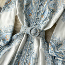 Floral A-Line Dress with Chic Belt