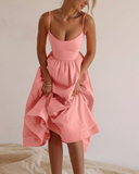 Chic Midi Dress with Spaghetti Straps