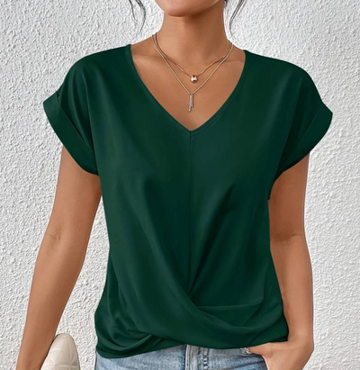 Women's V-Neck Short Sleeve Blouse