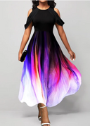Artistic Midi Dress with Draped Sleeves