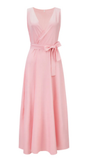 Chic Women's Solid Color V-Neck Maxi Dress