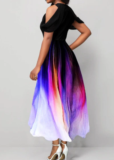 Artistic Midi Dress with Draped Sleeves