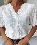 Chic Short-Sleeve Lace Top for Daily Style