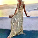 Sequin-Embellished V-Neck Flowing Dress