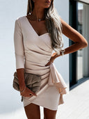 Chic One-Shoulder Pleated Dress