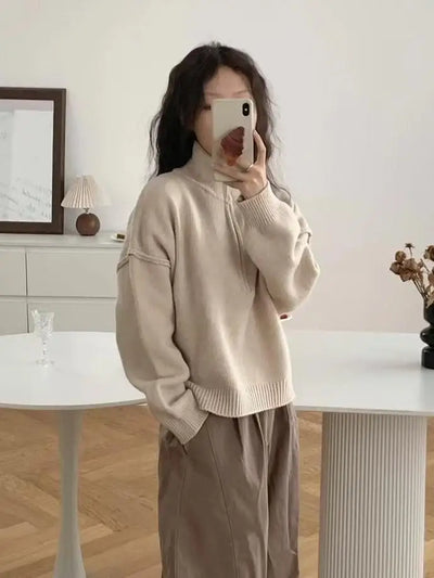 Aurora - Cozy High Neck Knit Sweater for Every Occasion