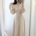Chic A-Line Dress with Puff Sleeves