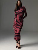 Chic Leopard Print Maxi Dress with High Waist