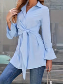 Chic Blouse with Stylish Tie Belt