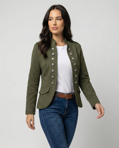 Chic Women's Blazer with Stand-Up Collar