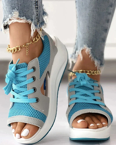 Orthopedic Muffin Sandals with Cutout and Lacing