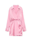 Chic Women's Satin V-Neck Mini Dress