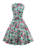 Flamingo Print Retro Style Dress