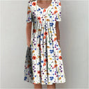 Floral Print Round Neck Summer Dress for Women