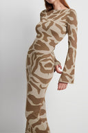 Chic Long-Sleeved Printed Slim Dress