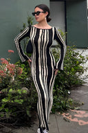 Chic Long-Sleeved Printed Slim Dress