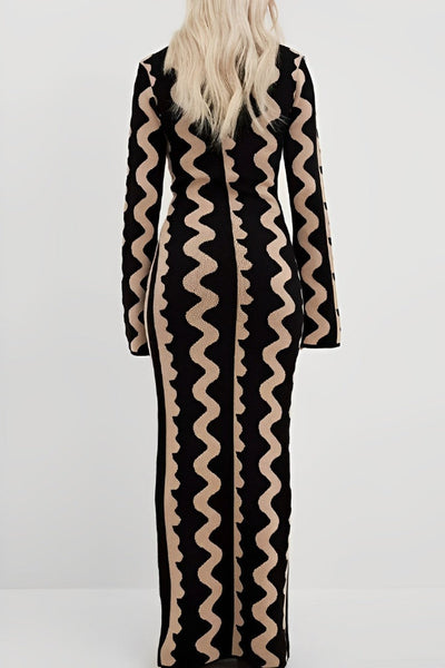 Chic Long-Sleeved Printed Slim Dress