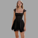 Lace-Trimmed Flowing Skirt Dress
