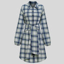 Chic Checked Shirt Dress with Belt and Button Accents