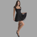 Lace-Trimmed Flowing Skirt Dress