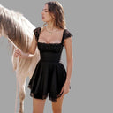 Lace-Trimmed Flowing Skirt Dress