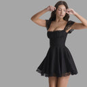 Lace-Trimmed Flowing Skirt Dress