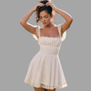 Lace-Trimmed Flowing Skirt Dress