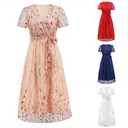 Sequin-Embellished Short-Sleeve Mesh Dress